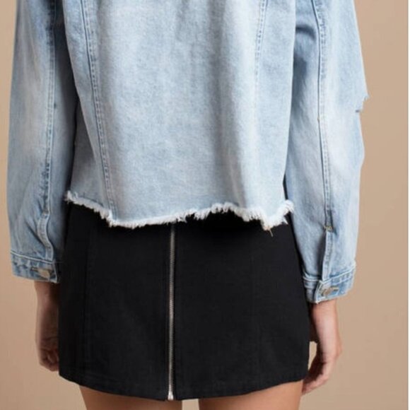 Honey Punch Denim Black Tied Mini Skirt - Picture 2 of 11